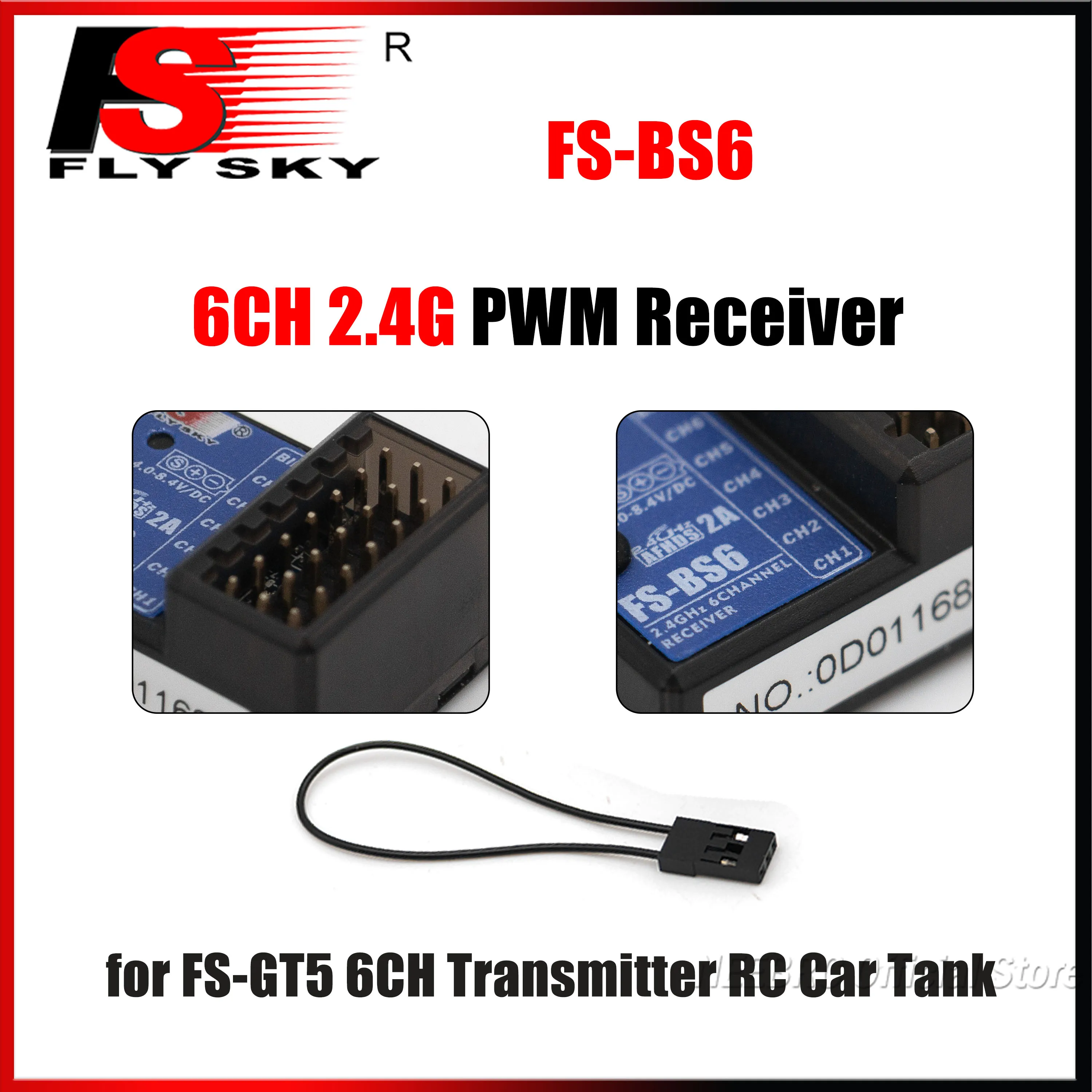 FLYSKY FS-BS6 6CH 2.4G Receiver PWM 4.0-8.4V for FS-GT5 Remote Controller Transmitter RC Car Crawler Vehicles Boat Tank Toy Part
