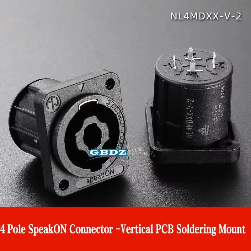 4 Pole speakON PCB Socket Speaker Amplifier Chassis Connectors Vertical / Horizontal PCB Mount NL4MDXX-V-2 NL4MDXX-H-3