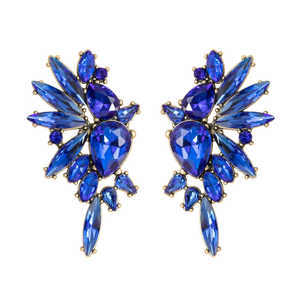 JURAN Statement Blue Series Dangle Drop Earrings Fashion Crystal Rhinestone Earrings for Women Elegant Party Jewelry Accessories