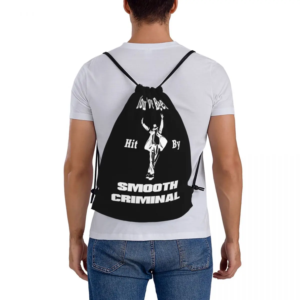 

Vintage MJ Smooth Criminal Michael Jackson Backpacks Multi-function DrawstringBundle Pocket Sports Bag BookBagsfor Travel School
