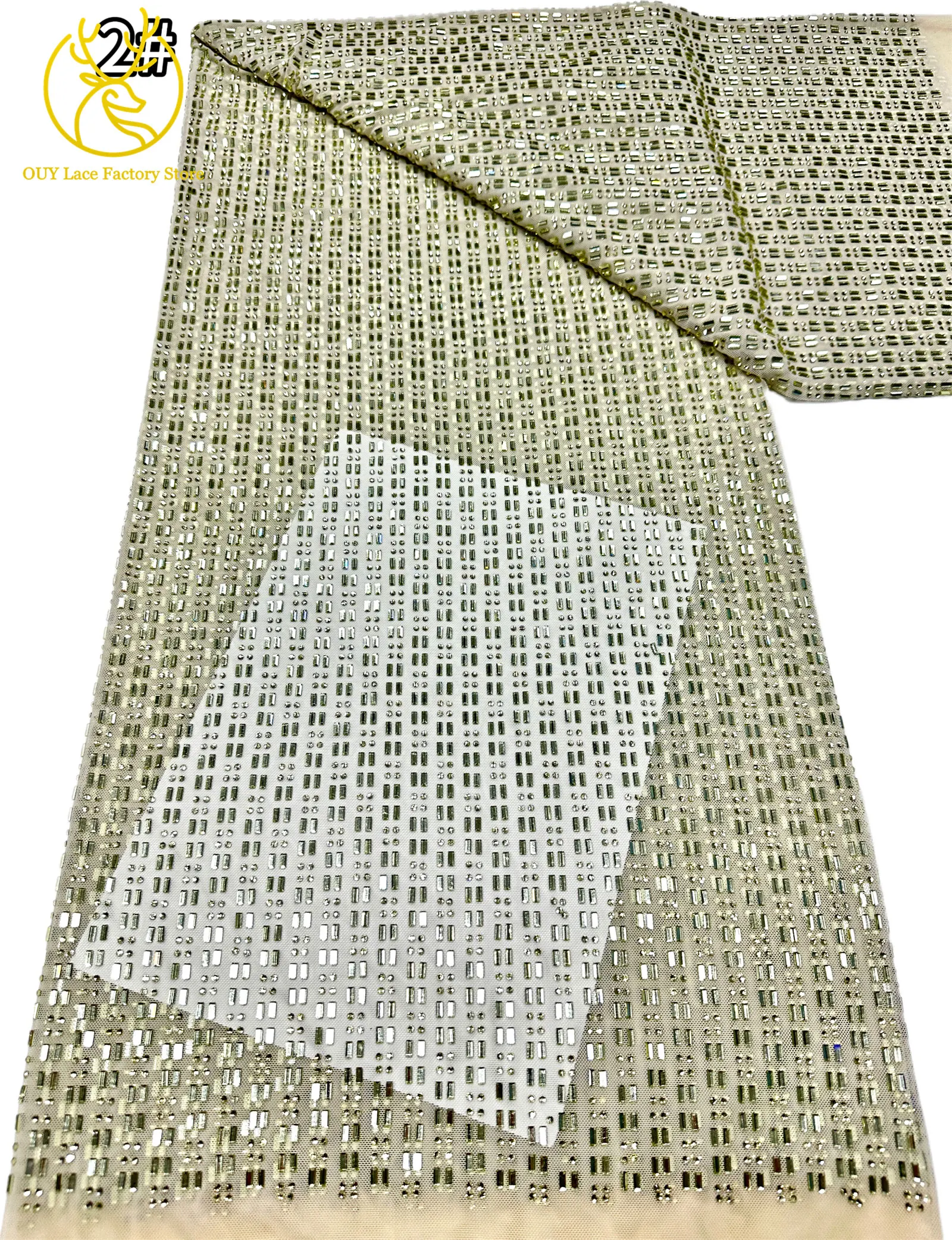 Königsblauer Österreichischer Glasdiamant-Stretch-Spitzenstoff Königlicher Luxus Französischer Tüll Afrikanischer Spitzenstoff für Brautkleider – Detail 10