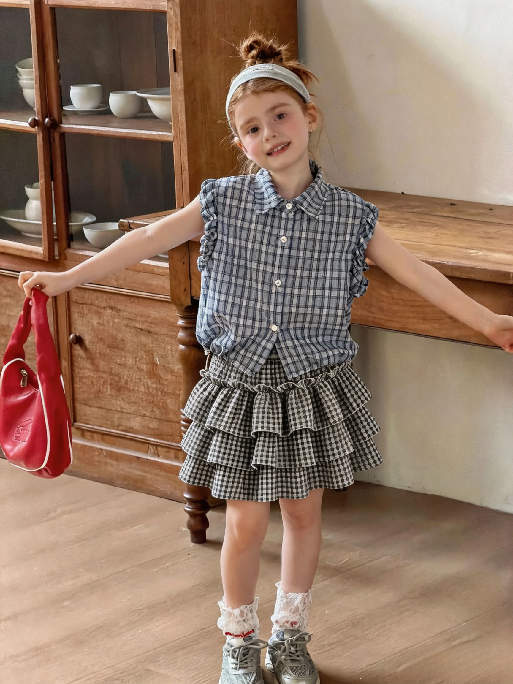 Girls Spring Summer New Short Skirt 2026 New Kids Korean Plaid Puffy Ruffled Princess Skirt Girls Nice Outfits
