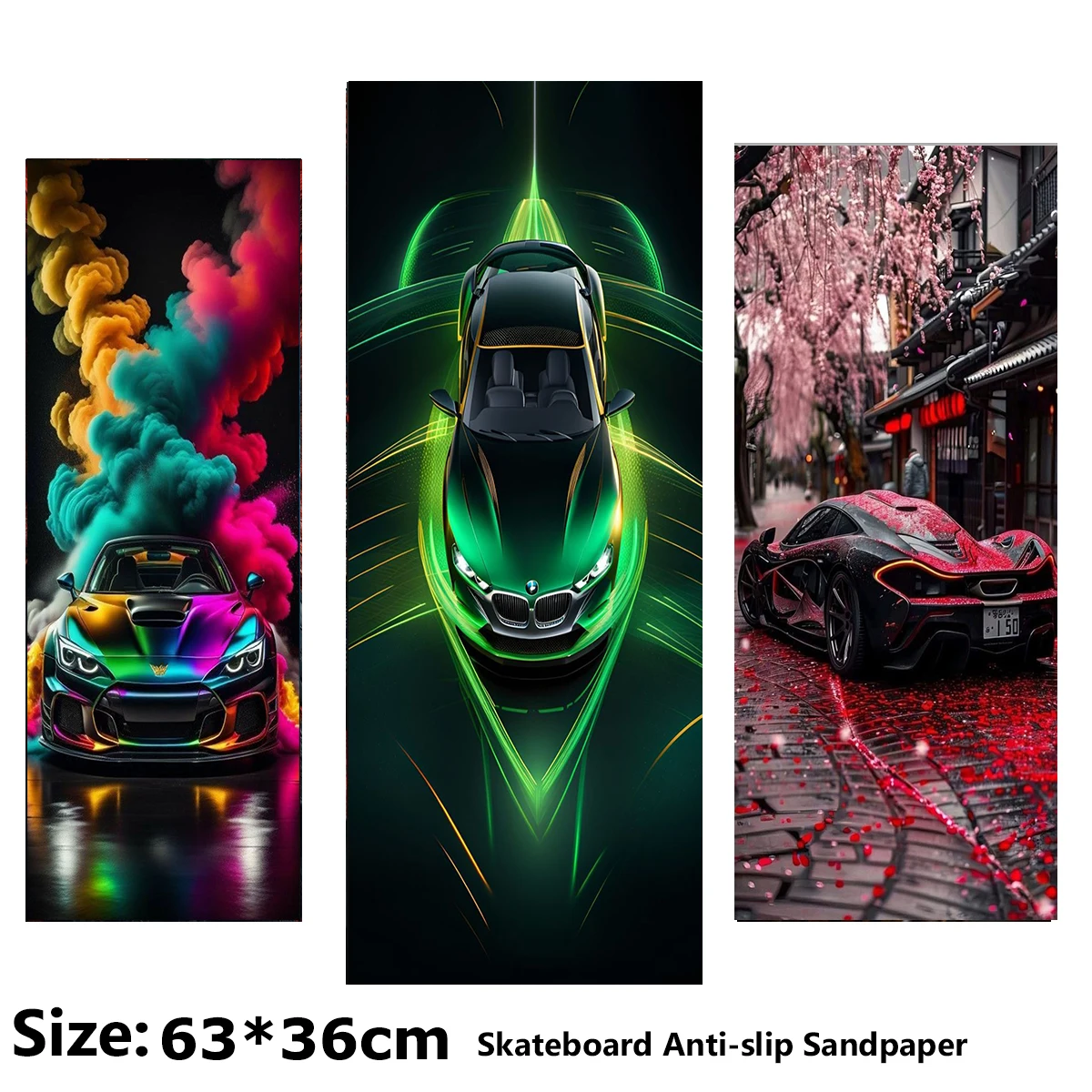 

Graffiti Various Styles Cool Sports Car Pattern Electric Scooter Anti-slip Sticker Sandpaper Skateboard Grip Tape Sheet 63*36cm