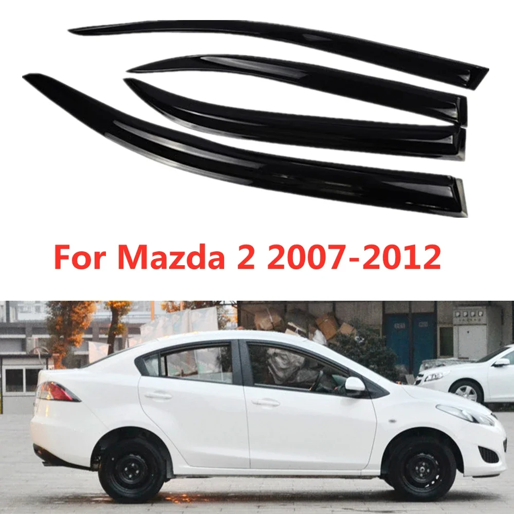 For Mazda 2 2007-2012 Cars Accessories Window Visors Rain Sun Guard Vent Wind Deflector Weathershield Slim Moulding Trim