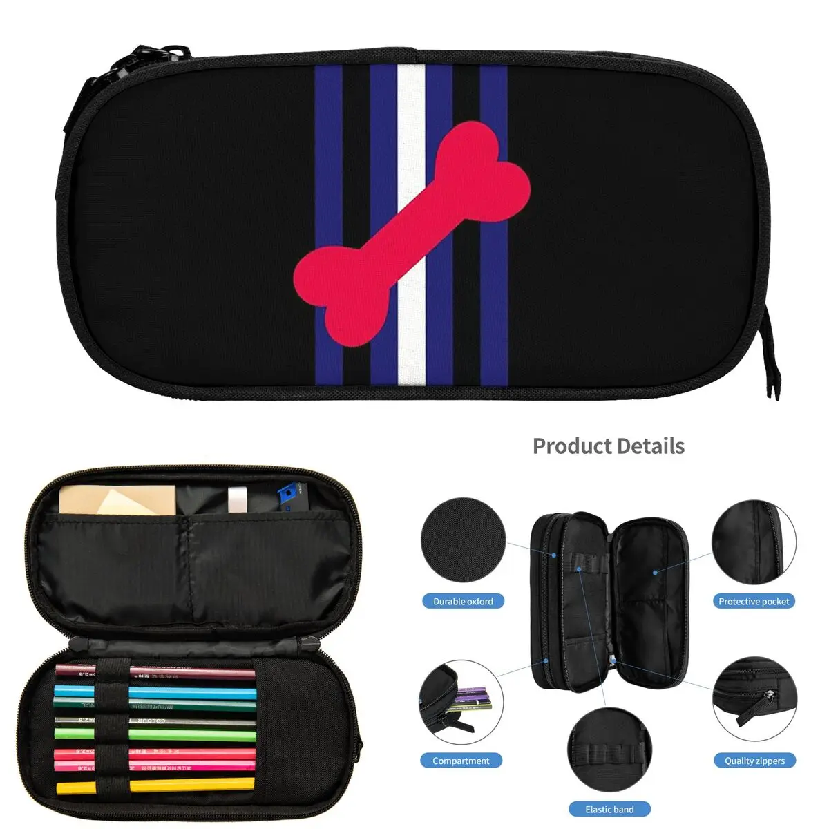 

Leather Puppy Pride Pencil Cases for Student School Pen Box Pencil Bag Large Capacity Pencil Pouch Storage Stationery Supplies