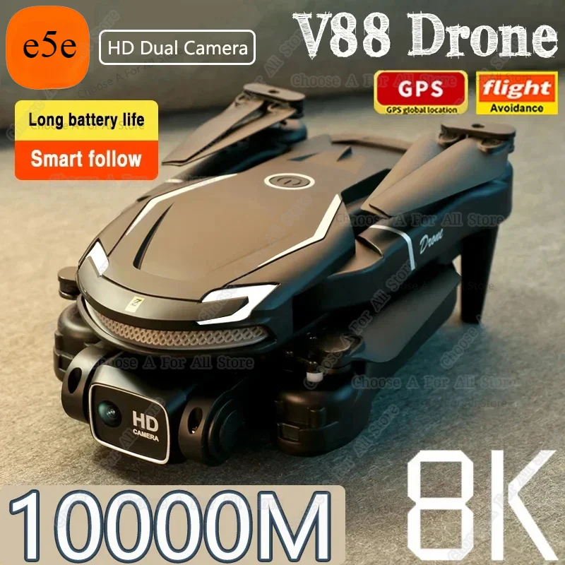 V88 Drone 8K HD Camera 5G GPS Obstacle Avoidance Aerial Photography Optical Flow Foldable Quadcopter Mini Toy UAV 10000M