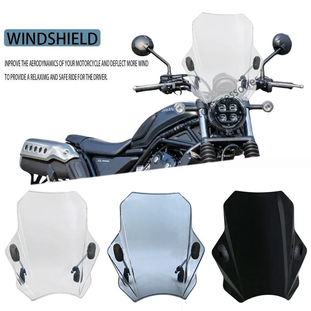 Per Honda CL500 CL 500 2023 Parabrezza universale per moto con staffa regolabile 22MM 25MM 28MM