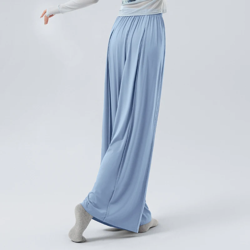 Pantaloni a gamba larga da donna con elastico in vita Pantaloni dritti modali larghi per adolescenti Pantaloni da danza classica per adulti Pantaloni a gamba dritta