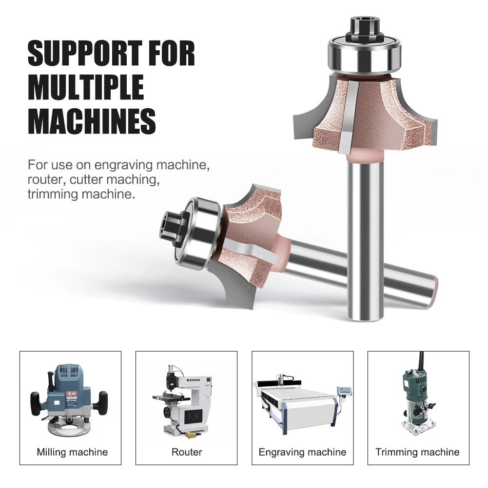 Imagem -03 - Carpintaria Fresadora Flautas Router Bit Grupo Frente e Verso Aparar a Borda da Faca Shank r1 R1.5 r2 Alta Qualidade