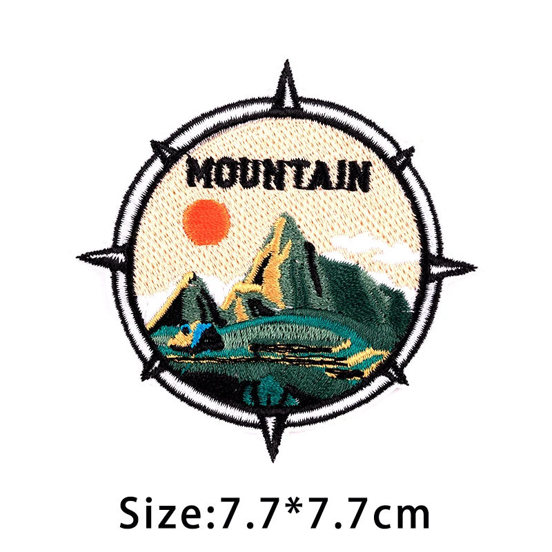 Outdoor Embroidered Adventure Patches On Clothes For Clothing Thermoadhesive Patches DIY Sewing Round Travel Badges On Backpack