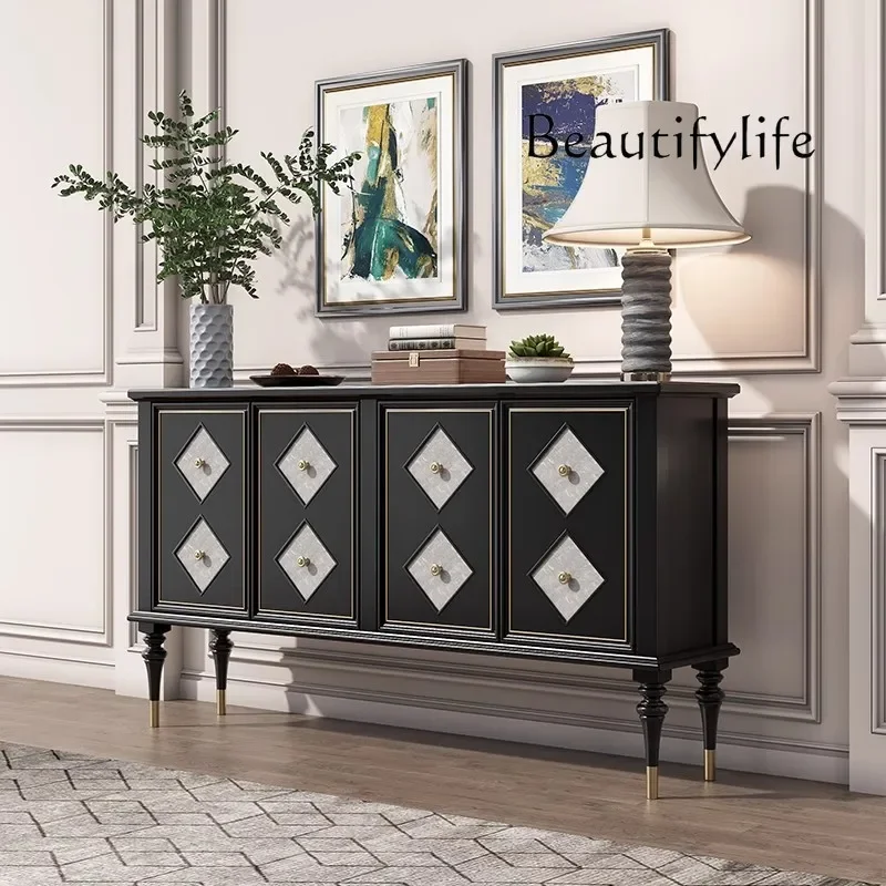 

French retro dining side cabinet living room multi-functional storage creative natural shell cabinet