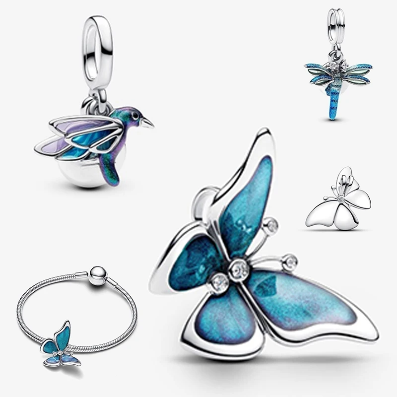 

Butterfly Pendant Original Logo Beads Fit Brand Bracelet Jewelry Accessories Bird Necklace for Woman Dragonfly Pearl Beads Gifts