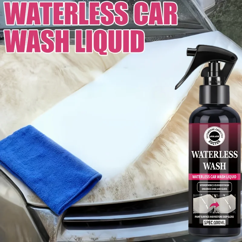 100ML Waterless Car Wash Spray and Quick Drying, No Rinse Formula, Suitable for Cars, Rvs, Motorcycles, Boats, Easy Application