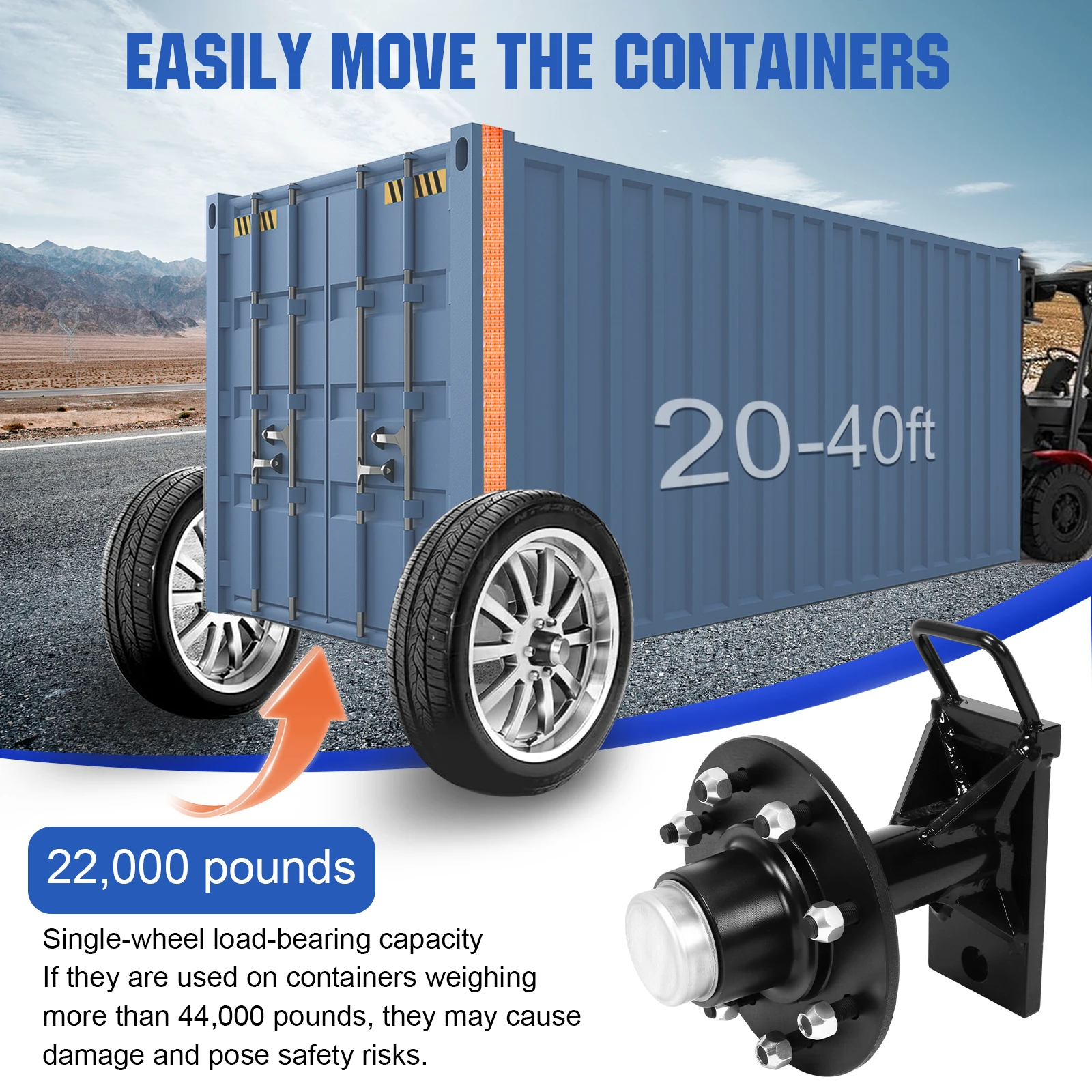 

2 Pack Shipping Container Wheels Kit with Ratchet Strap Tie Down J Hook Container Wheels 8-Lug Wheel Kit Quick Disassembly