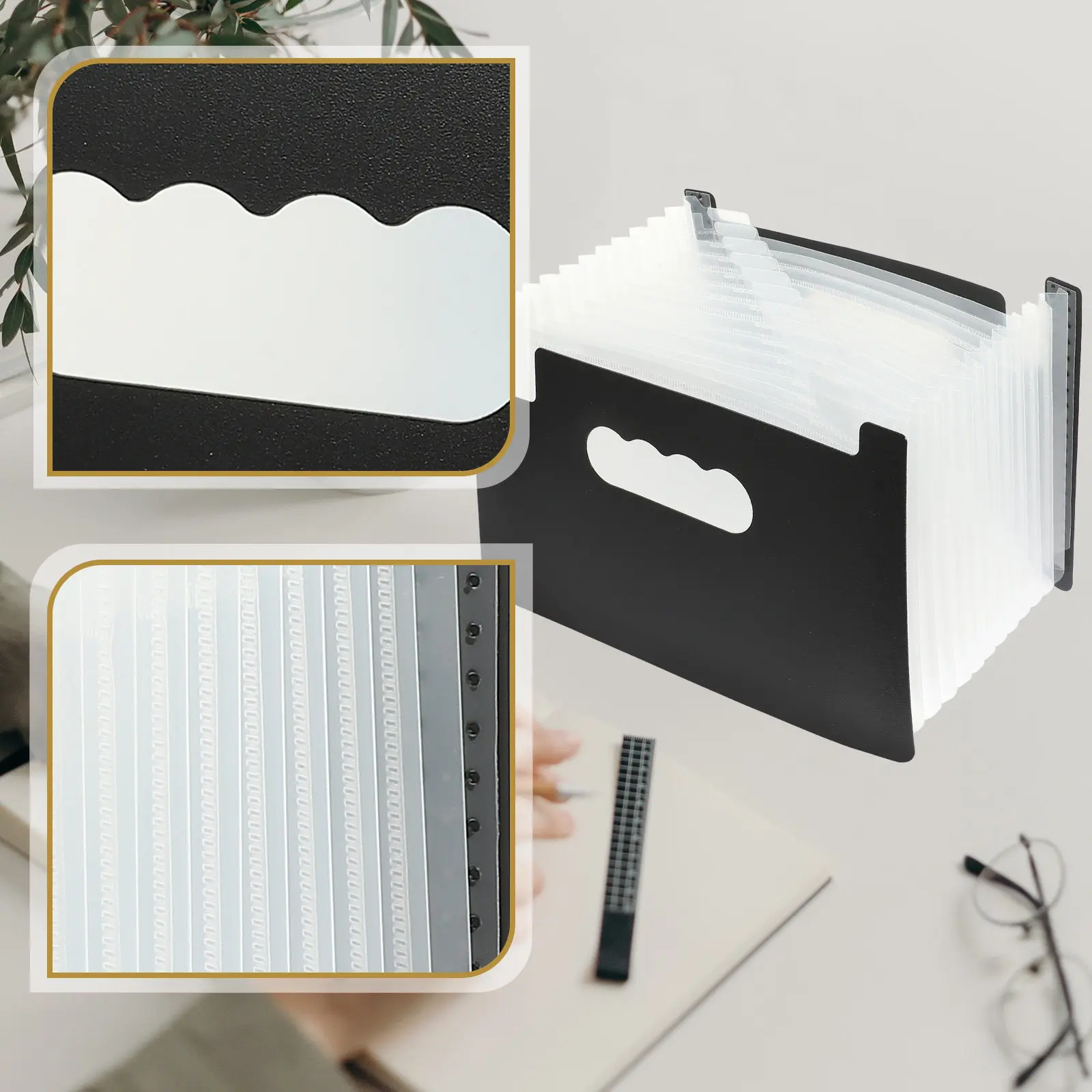 

PP Material File Folder Multi-Function Coupon Organizer Convenient Receipt Holder Portable Office Accessory Document Organizer