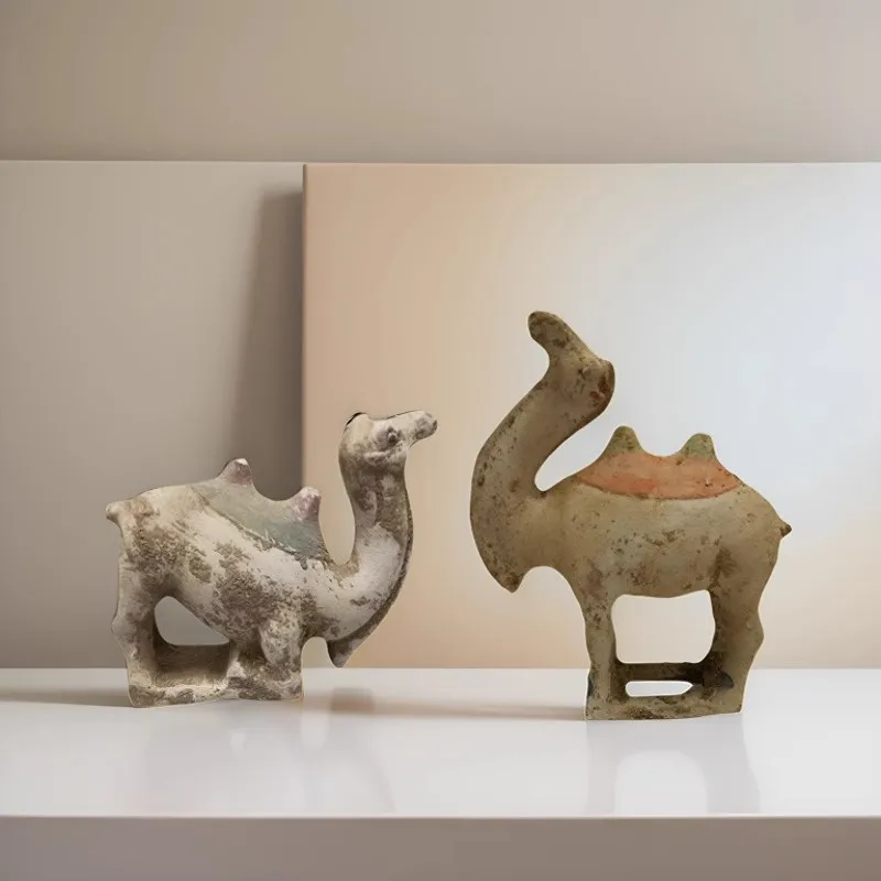 Collectable Tang Dynasty Chinese Pottery Camel ornaments for living room and study desks statue,free shipping
