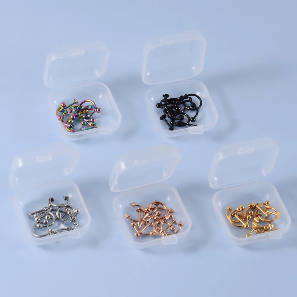 12pcs/Set Surgical Steel Silver Color Gold Plated Black Rainbow Ear Nose Eyebrow Labret Basic Piercing Jewelry Set 8mm