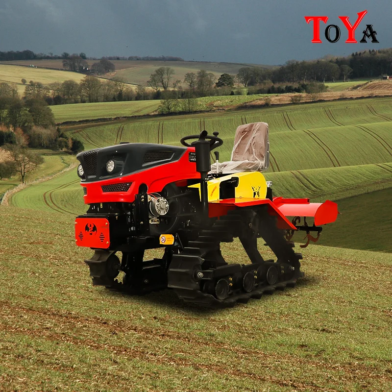 Agricultrual machinery rubber tracked cultivator plowing tiller ditching Sowing Mini crawler rotary tillage customized