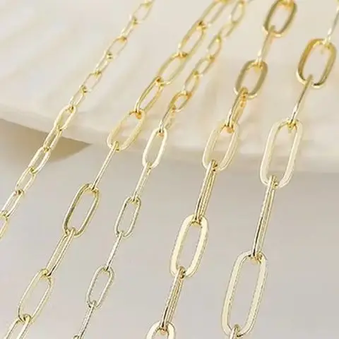 

14K Gold-coated Rectangular Chain O-shaped Chain Handmade Diy Bracelet Necklace Extension Chain Jewelry Material Accessories