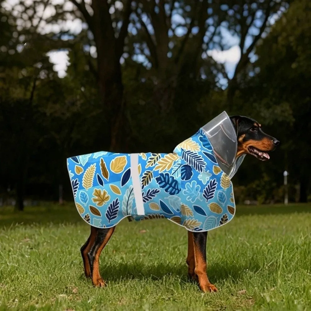 

Rainproof Adjustable Dog Reflective Raincoat Windproof Fruit Print Dog Hooded Raincoat Waterproof Dog Jacket Dog Walking