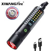 XIWANGFIRE LED COB Flashlight with Power Display 1200mAh Type-C Rechargeable Torch with Hook Outdoor Camping Emergency Lantern