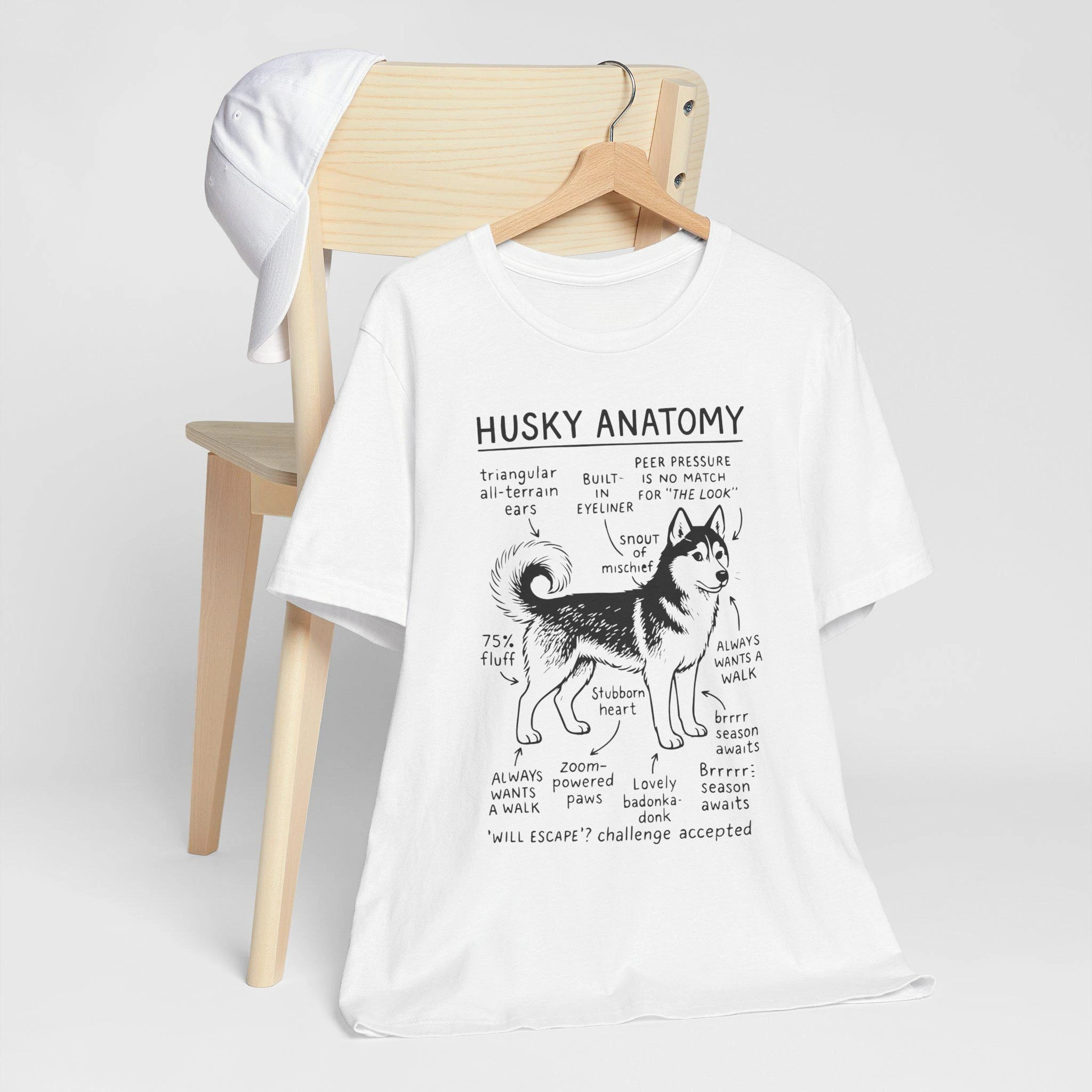 Husky Anatomy Graphic Tee Dog Lover Gift Animal Shirt Pet Owner Apparel Cute Casual Wear Funny Dog Tee