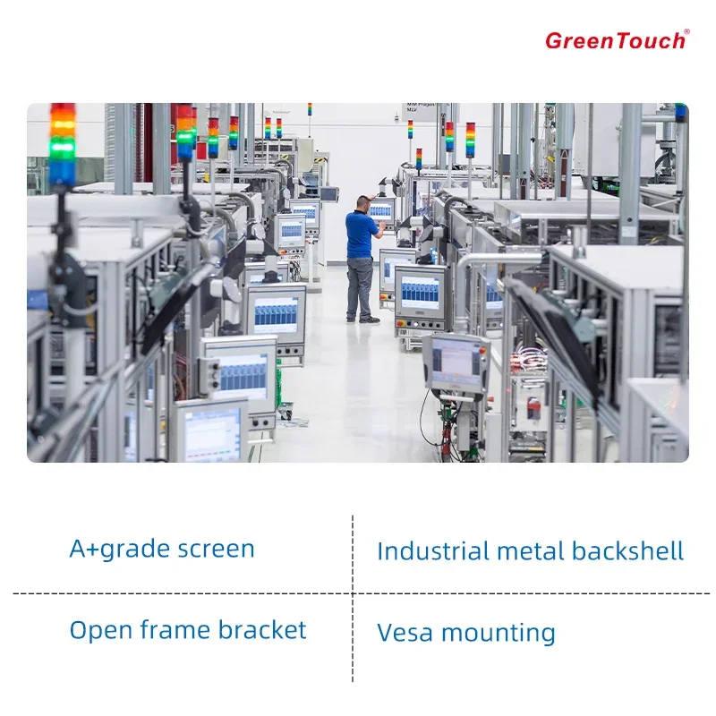 Green Touch 15 Inch Resistive Touch Screen Monitor 450 Cd/m2 Brightness Open Frame Industrial Display IP 65 For Kiosk Service