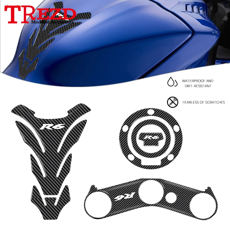

Motorcycle Fishbone Fuel Tank Pad Sticker For YZF R1 R6 YZF-R1 YZF-R6 Triple Tree Top Clamp Upper Oil Tank Protector Decal r1 r6
