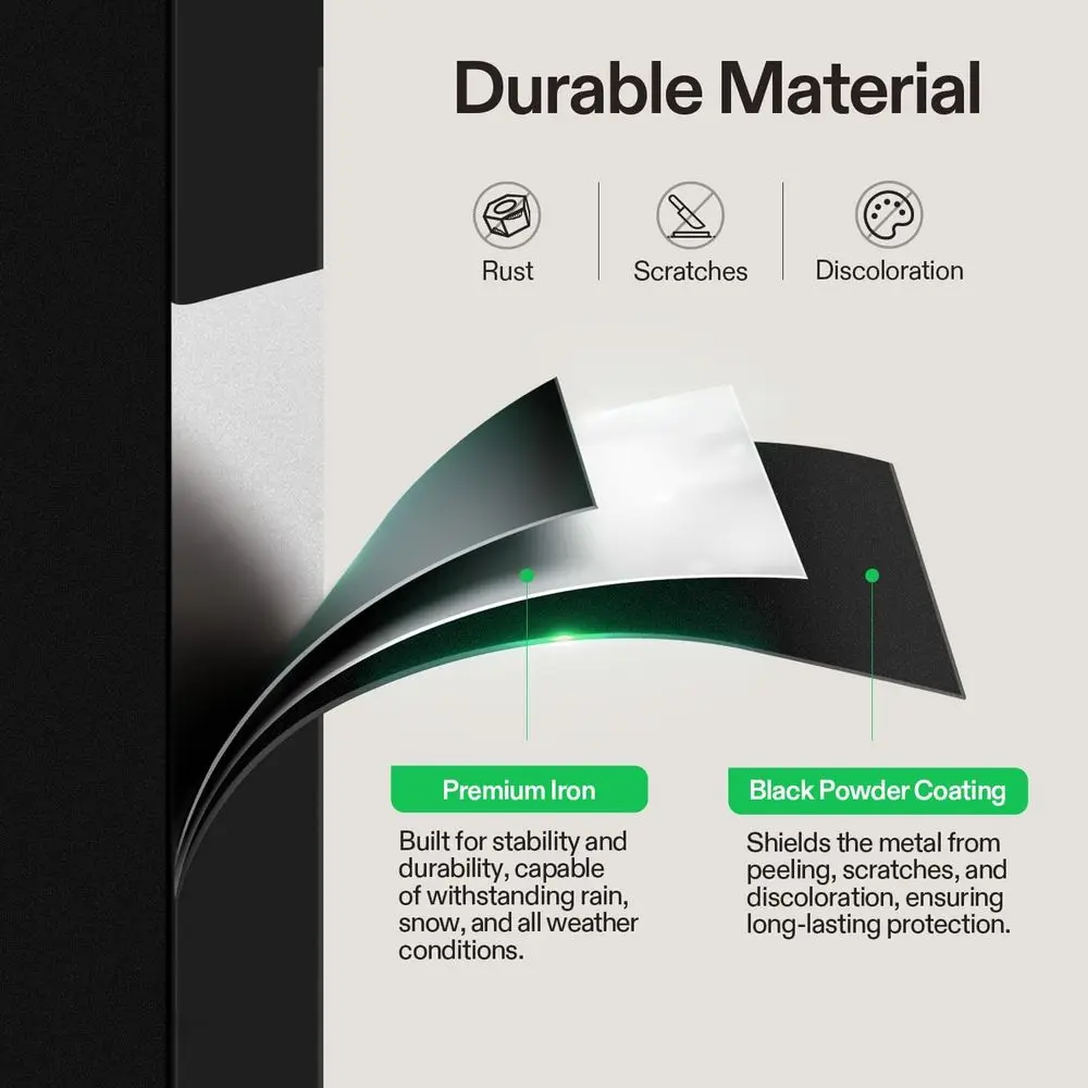 درابزين بخطوات، 69 × 36، يناسب 1-5 خطوات، درابزين من الحديد المطاوع، نهاية منحنية ودرابزينات، خطوات خرسانية/الشرفة، سهلة التجميع، Bla