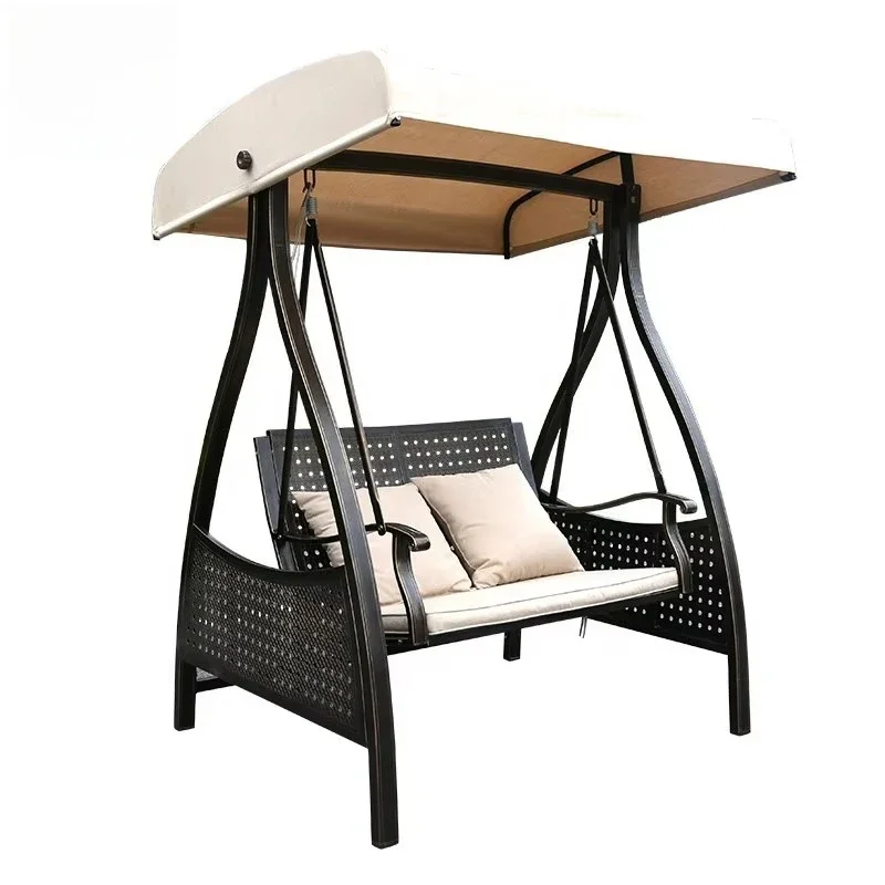 Modern Leisure Aluminum Patio Swing Chair with Canopy Two-Seater Garden Rocking Chair Outdoor Furniture for Adults