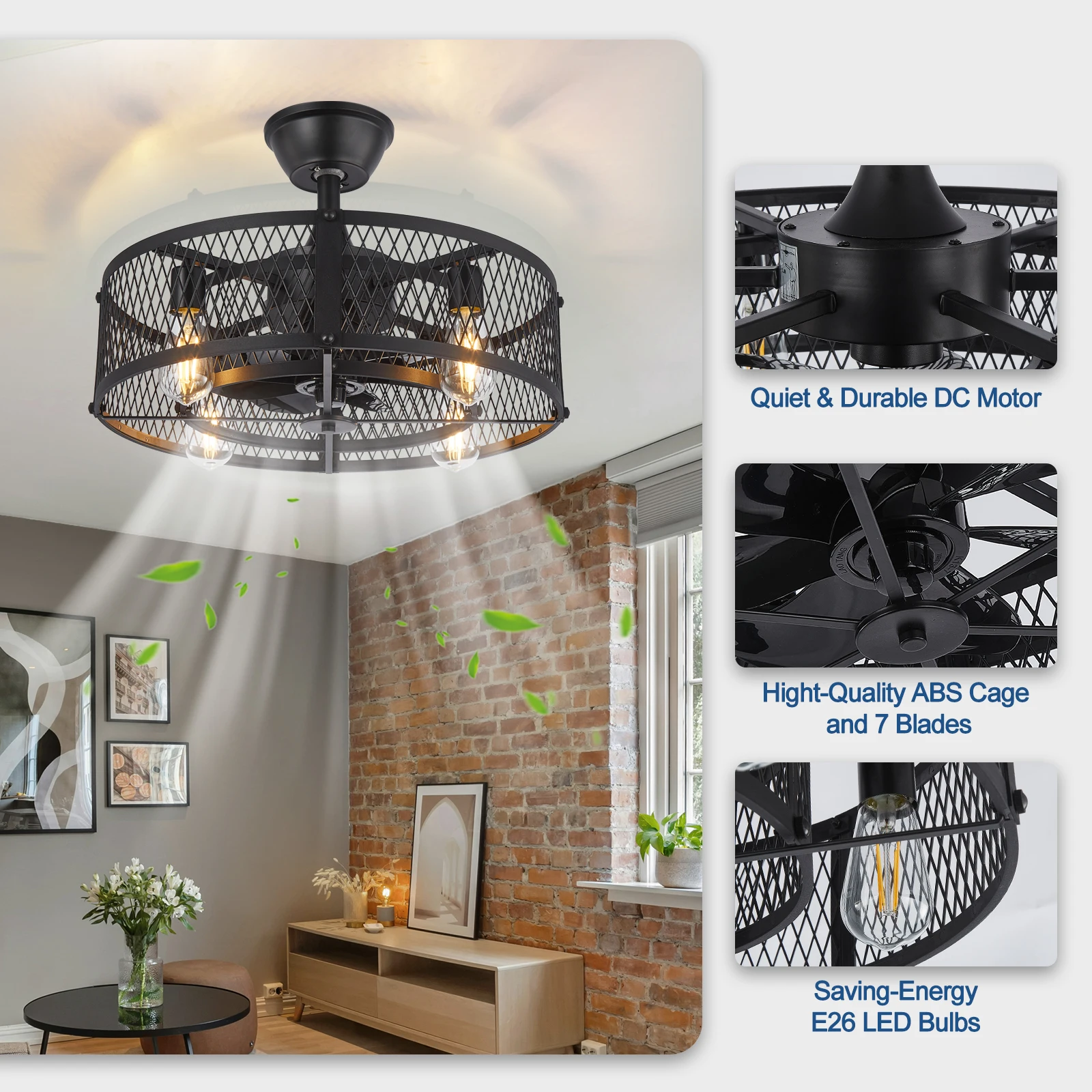 Caged Ceiling Fan with Light: 20/26