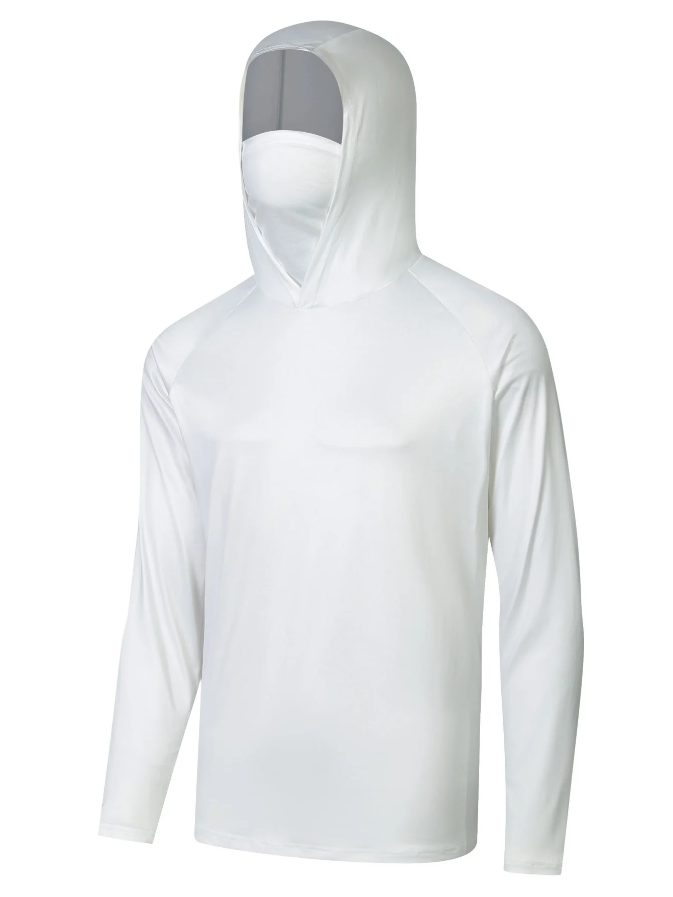 

Men's Breathable Hooded Fishing Shirt Moisture Wicking Top with UV Neck Gaiter And Integrated Face Mask for Outdoor Activities