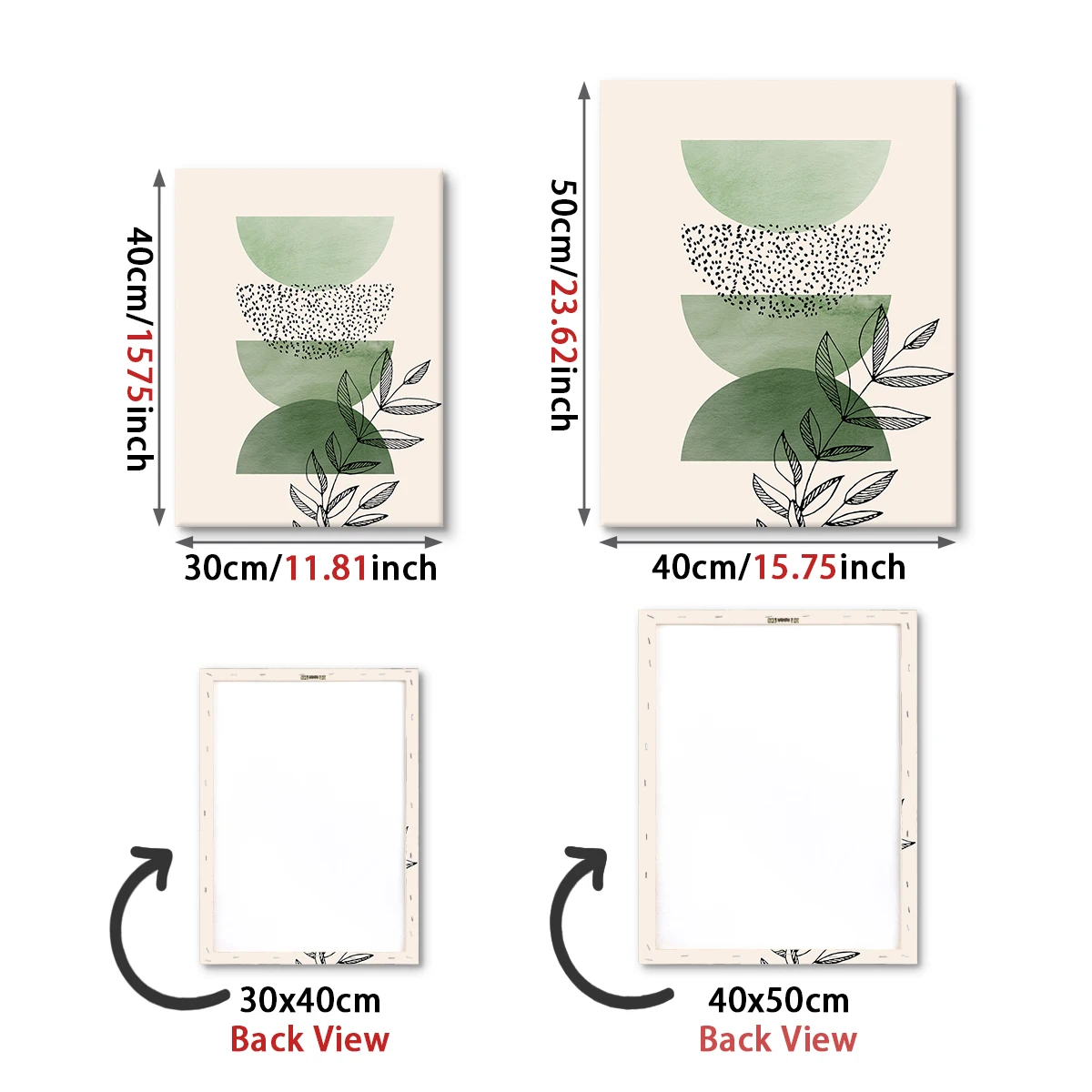Scandinavian Green Plants Art Poster Abstract Geometric Lines Leaves Frameless Canvas Painting Home Office Decor Perfect Gift