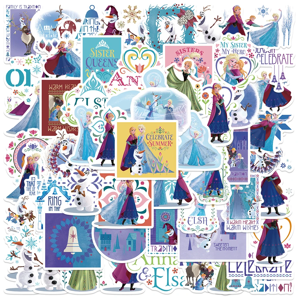 60pcs Disney Frozen Elsa Princess Cartoon Stickers Aesthetic Graffiti Decals DIY Children Laptop Stationery Scrapbook Sticker