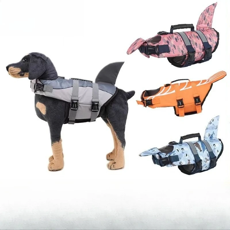 

Dog Shark Life Jacket Ripstop Dog Life Vest for Swimming Boating Reflective Dog Life Jacket Floating Vest with Rescue Handle