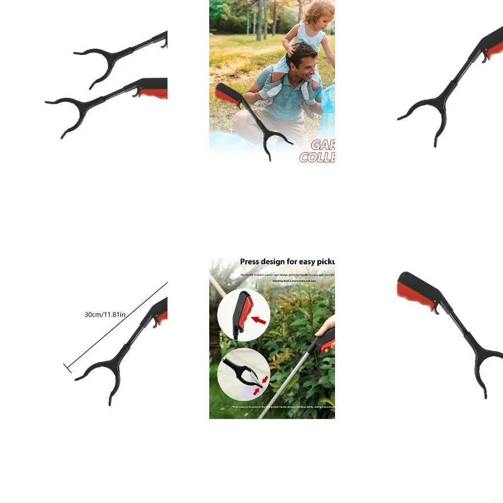 

30 см усиленный захват для мусора с нескользящей ручкой, плоскогубцы для сбора мусора для задач по переработке и сортировке