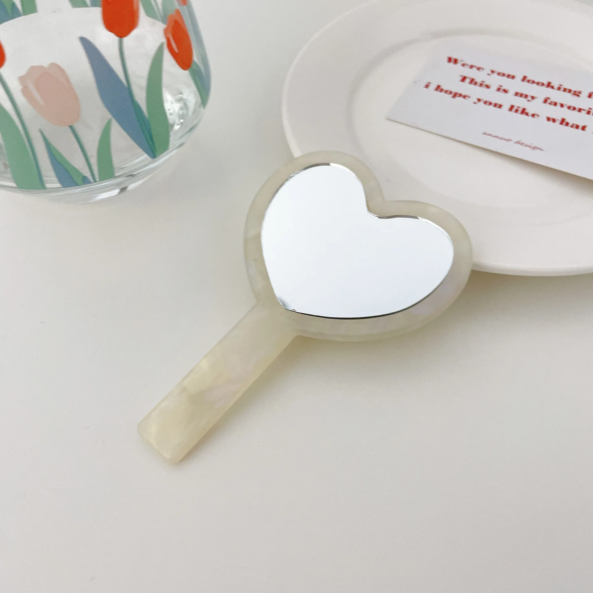 Ins الساخن مرآة الديكور خمر صغيرة يشكلون القلب مرآة السلحفاة خلات الحياة اليومية حقيبة اليد مرآة لوضع المكياج للفتيات #6