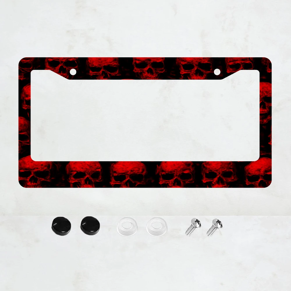 

1 шт. рамка для номерного знака с 2 отверстиями, дизайн «Красный череп», американский стандартный размер, алюминиевый материал, 6x12 дюймов, в комплекте с винтами.