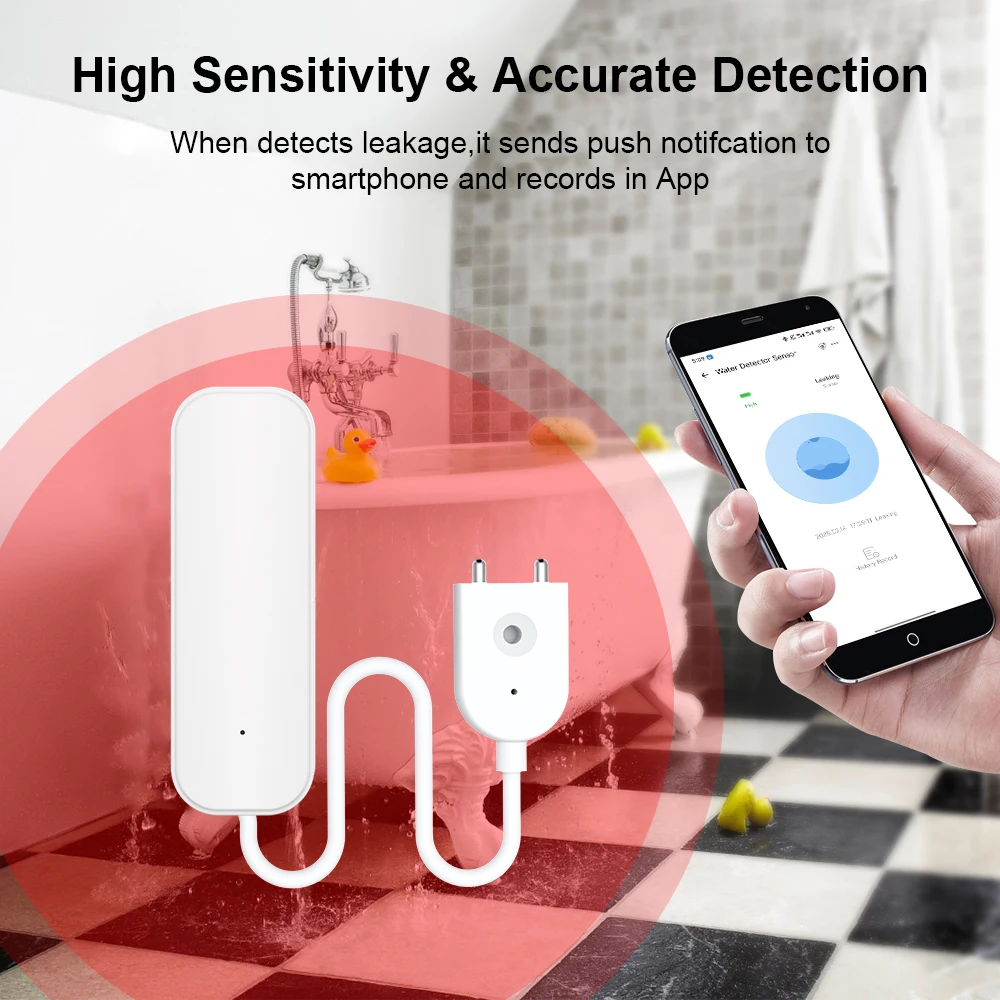 Zigbee 3.0 Alarm Water Leak Detector Water Sensor Flood Alert Overflow Security Alarm Works With Ewelink APP Need Gateway