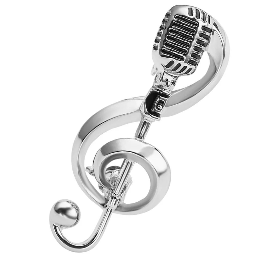 Musical Note Brooch Microphone Gift Lapel Pin Jewelry Anniversary Gifts for Her Brochure Miss