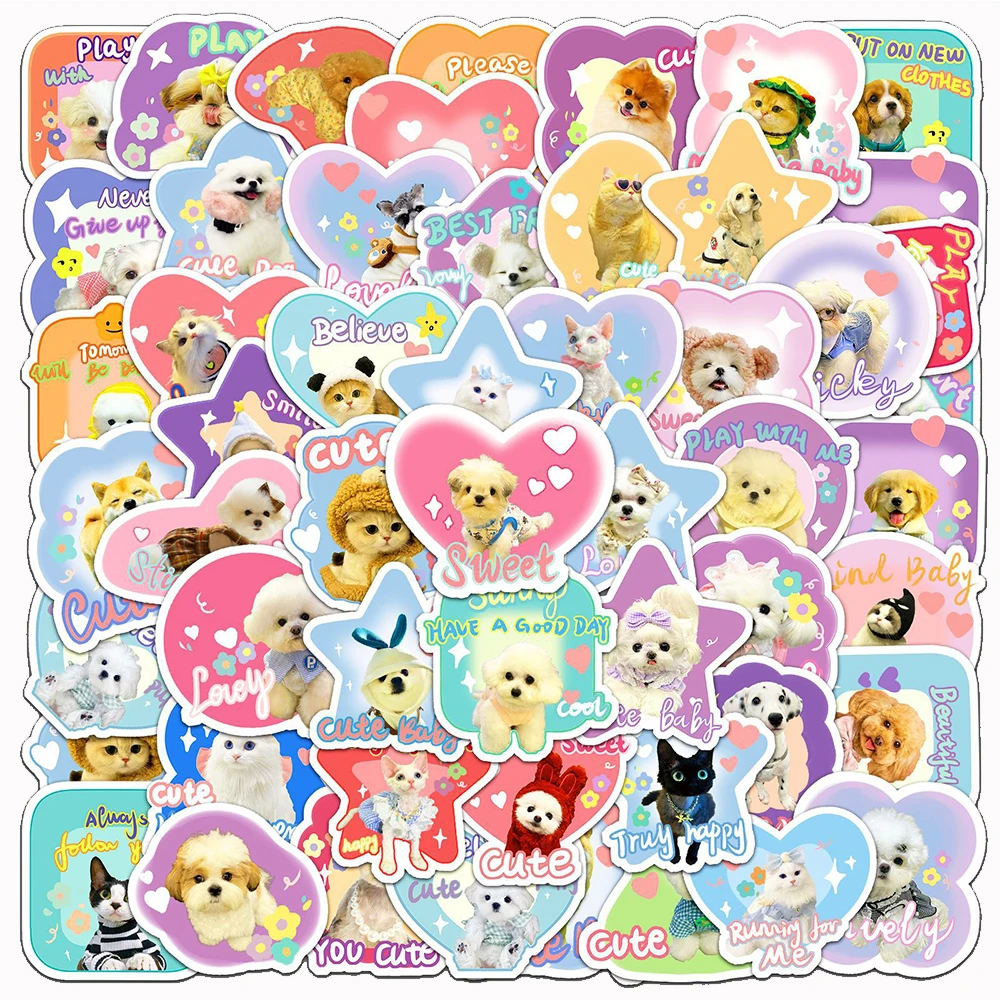 

10/30/60pcs Cute Pet Animal Cat Dog Graffiti Stickers Decals DIY Laptop Suitcase Phone Scrapbook Decoration Sticker Kids Toys