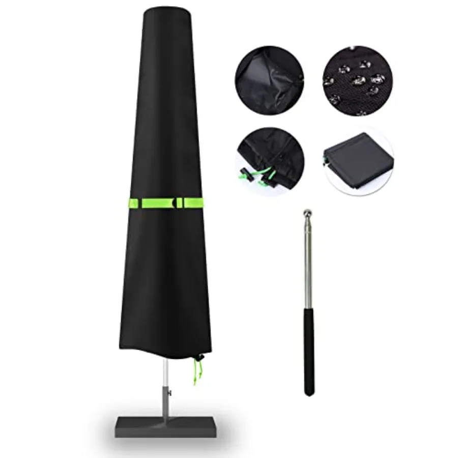 

Patio Umbrella Cover with Push Rod - Waterproof Patio Parasol Covers with Zipper for 7Feet to 11Feet Outdoor Umbrellas