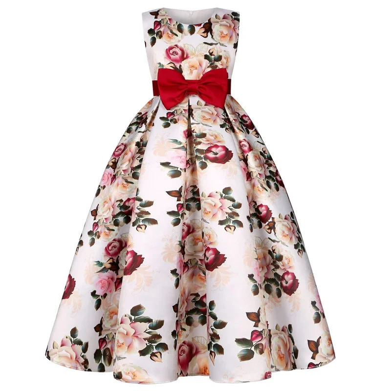 Plus size priceness girls flower dress children long floral wedding party dresses kids Princess Christmas dress clothing