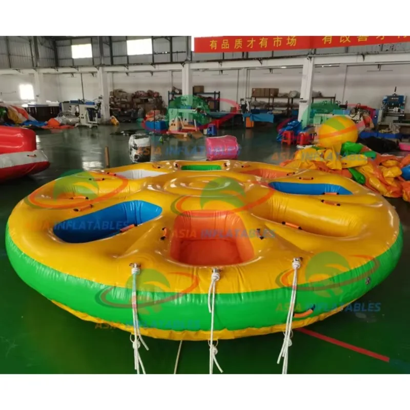 Summer new funny inflatable rotating water toy traction tube/inflatable water rotating Siaco boat water entertainment