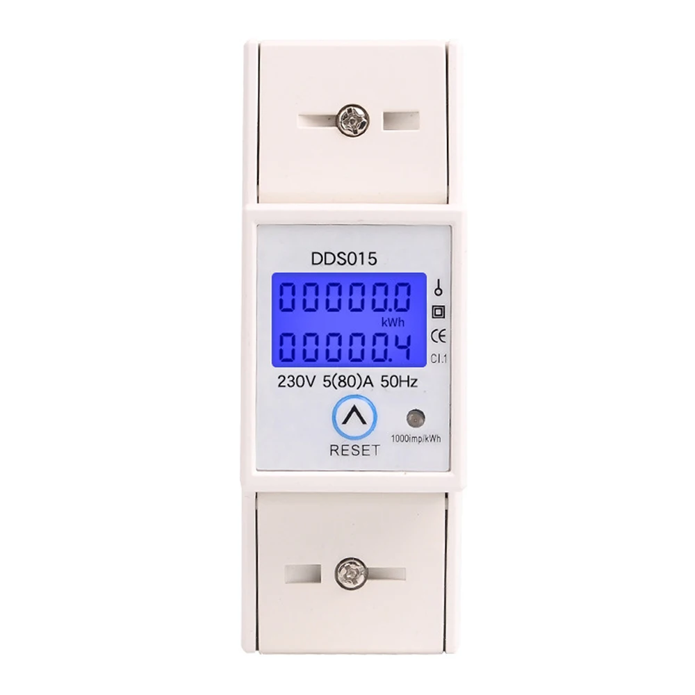 Dds015 5-80a 230V 50Hz Eenfase Energiemeter Watt Meter Huishoudelijk Din Rail Montage Digitale Lcd Elektrische Energie Vermogensmeter