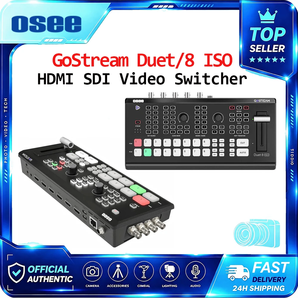 GoStream Duet Series Video Switcher Duet / 8 ISO 8-Channel Live Stream Video Mixer,Switcher,Recorder Live Streaming