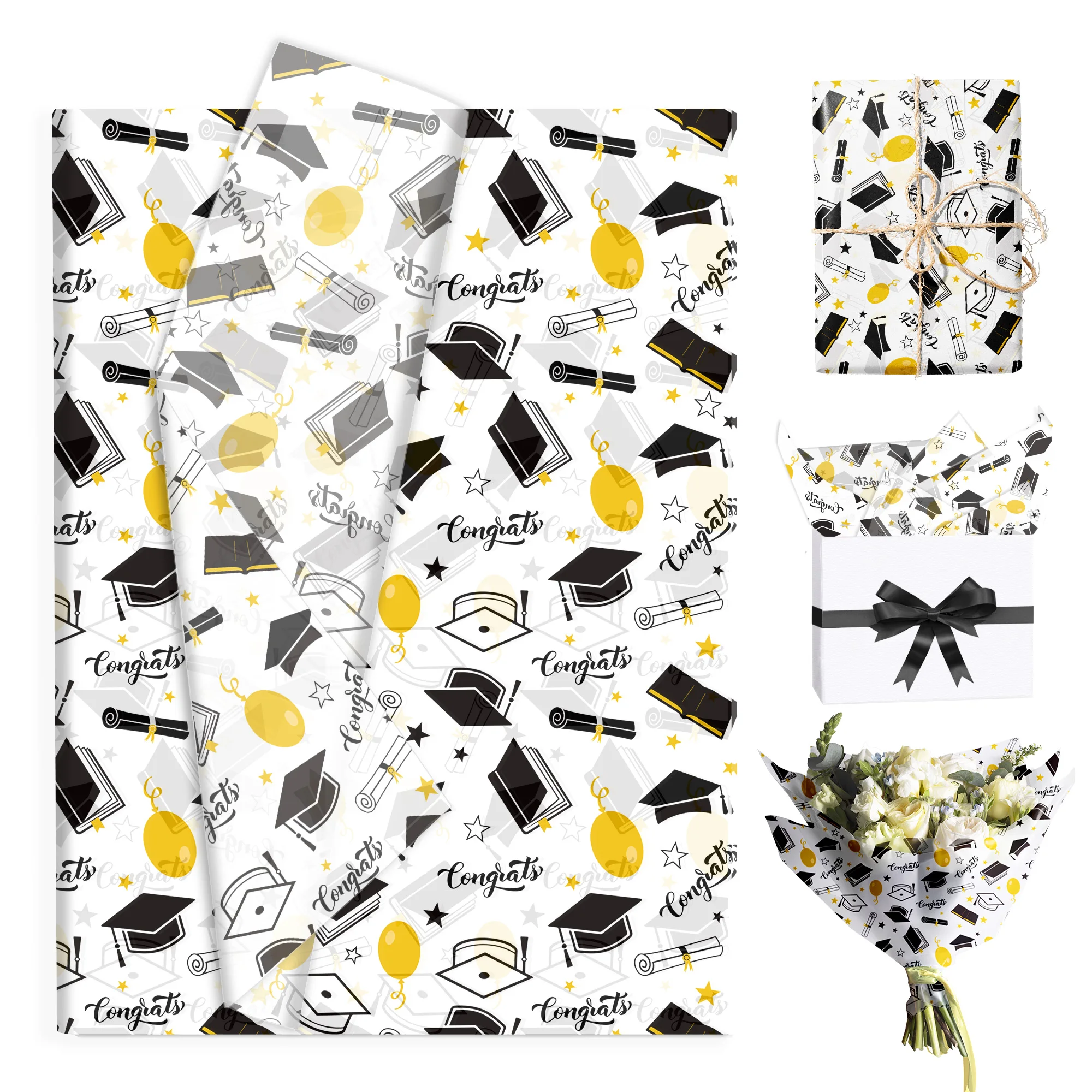 15/35pcs Graduation Gift Wrapping Paper, Gifts Box Decoration Paper, Gift Packaging Paper For School Graduation Party Supplies