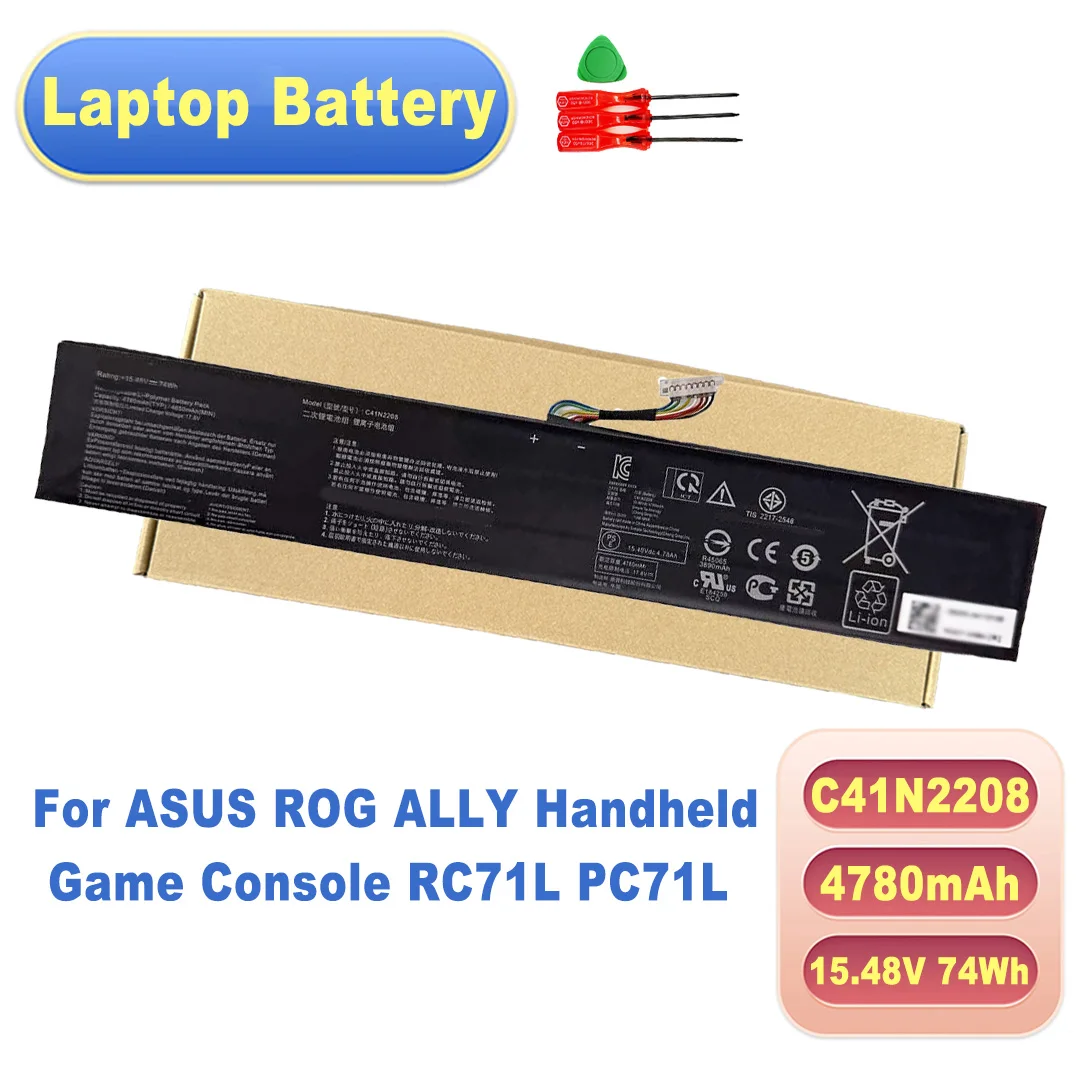 FKYGC Replacement Battery with ASUS ROG ALLY Handheld Game Console RC71L PC71L C41N2208 15.48V 74Wh 4780mAh Compatible