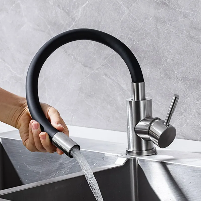 

F-F Universal Rotation Faucet Sink Mixer Tap 304 Stainless Steel Black Dual Mode Kitchen Faucet