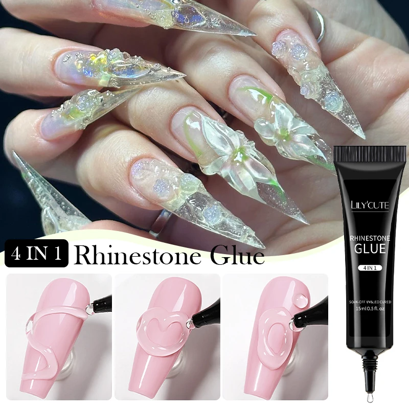 LILYCUTE Steentjes Lijm Lijn Gel Nagellak Sneldrogende Stok De Boor Losweken Nail Art Decoraties Garenloos Functionele Gel